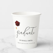 Elegant Maroon Script High School Graduate Pappbecher (Vorderseite)