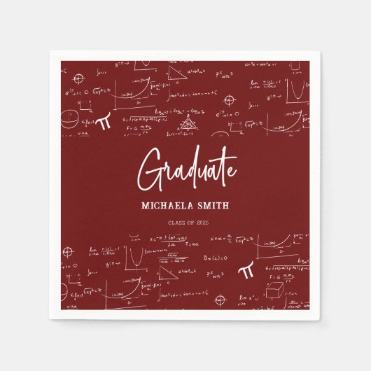Elegant Maroon Script Math Graduate Napkins Serviette (Vorderseite)