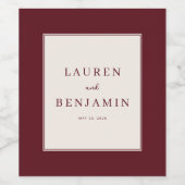 Elegant Maroon Typographic Weinetikett (Einzelnes Label)