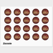 Elegant Maroon Vignette und Gold Class of 2014 Runder Aufkleber (Blatt)