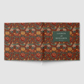 Elegant Maroon Vintage Floral Tapestry Gästebuch (Voll)