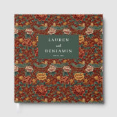 Elegant Maroon Vintage Floral Tapestry Gästebuch (Vorderseite)