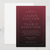Elegant Maroon Wedding Invitation Einladung (Vorne/Hinten)