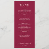 Elegant Maroon Wedding Menu Menükarte (Vorderseite)