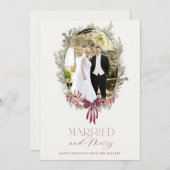 Elegant Married and Merry Holiday Photo Card Einladung (Vorne/Hinten)