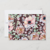 Elegant Marsala Blush Anemone Blume Hochzeit RSVP Karte (Rückseite)