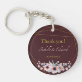 Elegant Marsala Blush Anemone Blume Hochzeit Schlüsselanhänger (Vorderseite)