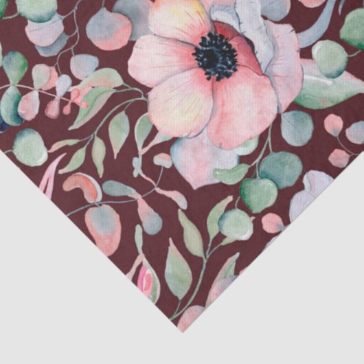 Elegant Marsala Blush Anemone Blume Hochzeit Seidenpapier (Ausschnitt)