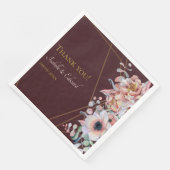 Elegant Marsala Blush Anemone Blume Hochzeit Serviette (Ecke)