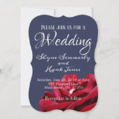 Elegant Marsala Burgundy Bloral Navy Blue Wedding Einladung (Vorderseite)