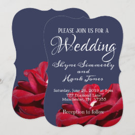 Elegant Marsala Burgundy Bloral Navy Blue Wedding Einladung