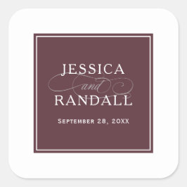 Elegant Marsala Burgundy Red Gastgeschenk Hochzeit Quadratischer Aufkleber