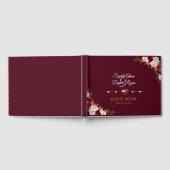 Elegant Marsala Floral Burgundy Wedding Gästebuch (Voll)