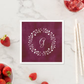 Elegant Marsala | Monogramm mit Wreath Serviette (Beispiel)