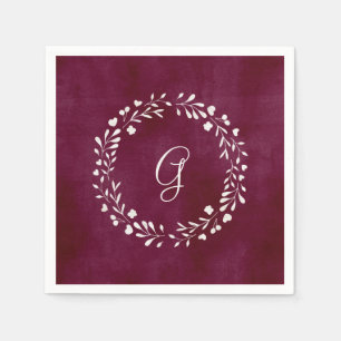 Elegant Marsala   Monogramm mit Wreath Serviette