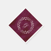 Elegant Marsala | Monogramm mit Wreath Serviette (Ecke)