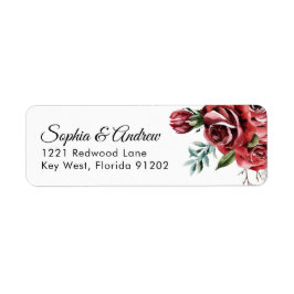 Elegant Marsala Red Rose Rustic  Wedding Address