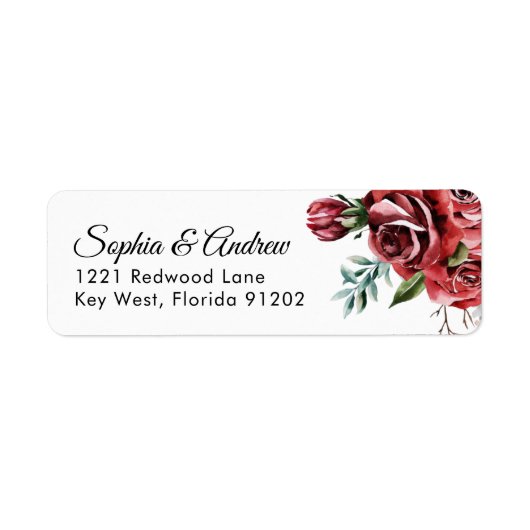 Elegant Marsala Red Rose Rustic  Wedding Address (Vorne)