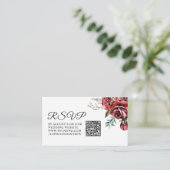 Elegant Marsala Rote Rose Rustic Wedding QR UAWG Begleitkarte (Stehend Vorderseite)