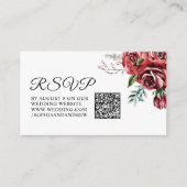 Elegant Marsala Rote Rose Rustic Wedding QR UAWG Begleitkarte (Vorderseite)