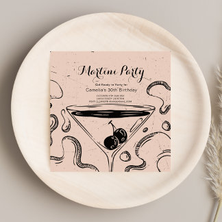 Elegant Martini Drinks Erwachsene Geburtstagsparty Einladung