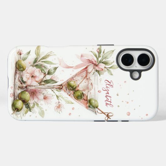 Elegant Martini Monogrammed Case-Mate iPhone Hülle (Rückseite (Horizontal))