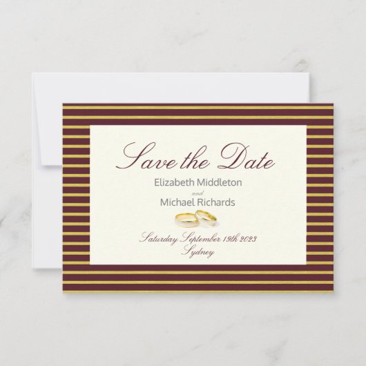 Elegant Masala Burgundy Gold Wedding Save the Date (Vorderseite)