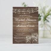 Elegant Mason Jar Rustic Wood Brautparty Card Einladung (Stehend Vorderseite)