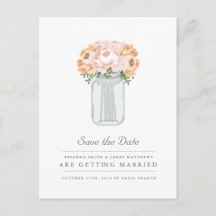 Elegant Mason Jar Save the Date Postcard Ankündigungspostkarte