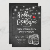 Elegant Mason Jar String Light Wedding Celebration Einladung (Vorne/Hinten)