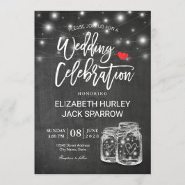 Elegant Mason Jar String Light Wedding Celebration Einladung
