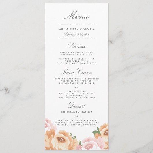 Elegant Mason Jar Wedding Menu Menükarte (Vorderseite)