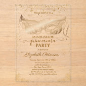 Elegant Masque Stars Confetti Quinceañera Acryleinladungen (Vorderseite)