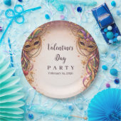 Elegant Masquerade Hearts Mardi Gras Pappteller (Party)