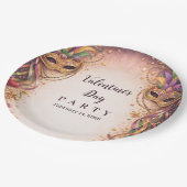 Elegant Masquerade Hearts Mardi Gras Pappteller (Schrägansicht)