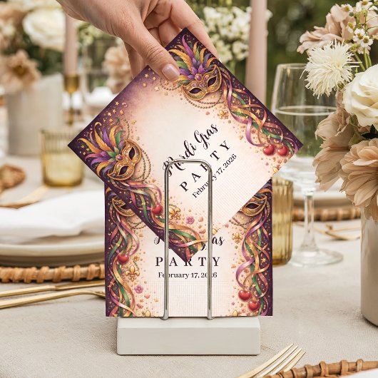 Elegant Masquerade Hearts Mardi Gras Serviette