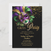 Elegant Masquerade Mask Mardi Gras Party Einladung (Vorderseite)