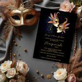 Elegant Masquerade Masks with Gold Effect Accents Einladung