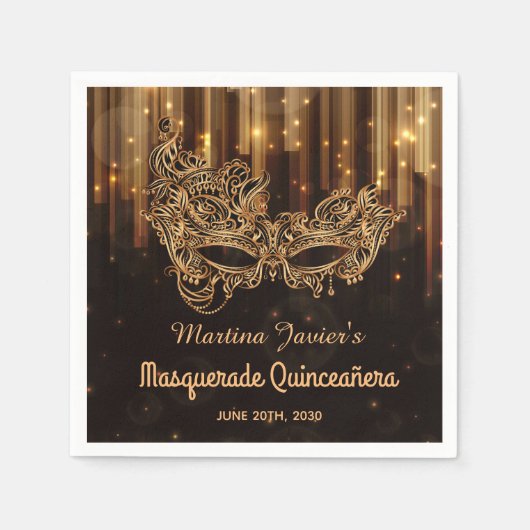 Elegant Masquerade Quinceañera 15. Geburtstag Serviette (Vorderseite)