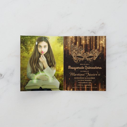 Elegant Masquerade Quinceñera 15. Geburtstag Einladung (Innenseite)