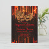 Elegant Masquerade Red Quinceañera 15. Geburtstag Einladung (Stehend Vorderseite)