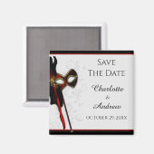 Elegant Masquerade Save the Date Magnet (Vorderseite/Rückseite)