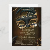 Elegant Masquerade Sweet 16 Einladungspostkarte (Vorne/Hinten)