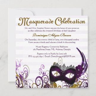 Elegant Masquerade Swirl Einladung [Lila]