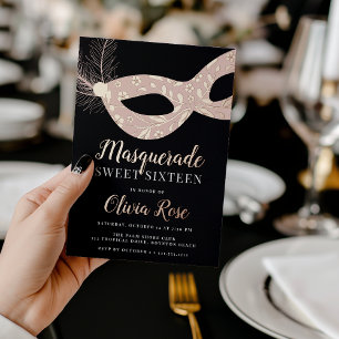 Elegant Masquerade Theme 16 . Geburtstag Folieneinladung