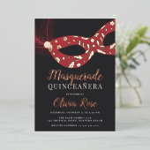Elegant Masquerade Theme Quinceanera Folieneinladung (Stehend vorne)