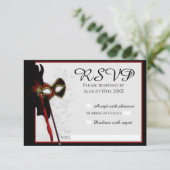 Elegant Masquerade Wedding RSVP Karte (Stehend Vorderseite)