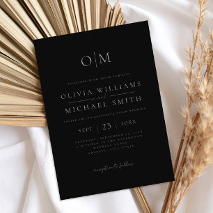 Elegant Matte Black Minimalistisch Wedding Einladung