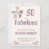Elegant Mauve Art Nouveau Fabulous 50 Birthday Einladung (Vorderseite)