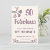 Elegant Mauve Art Nouveau Fabulous 50 Birthday Einladung (Stehend Vorderseite)